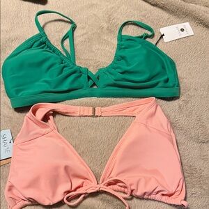 Shade & Shore Green and Pink Bikini Tops